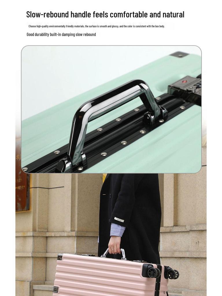 Durable Leather Carry-on Trolley with Combination Lock for Students and Men