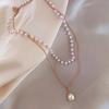 Stylish Simple Chain Beaded Multi-Layer Necklace Pearl Pendant Necklace