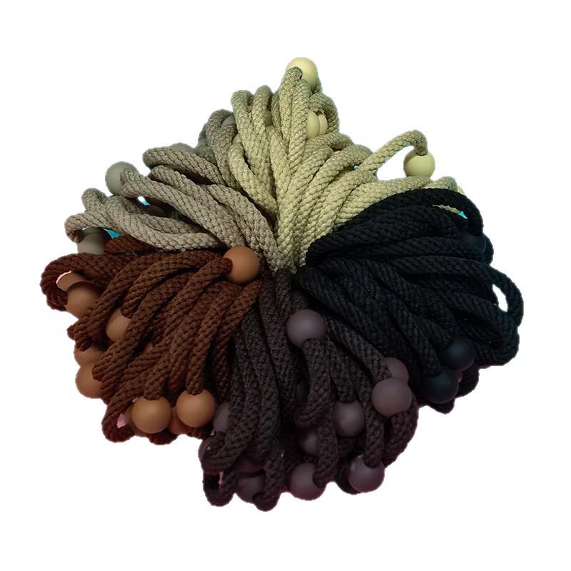 High Elastic Korean Style Hair Ties with Round Beads - Durable, Thickened Rubber Band Hair Accessories for Women