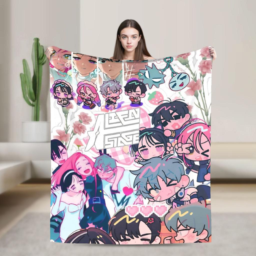 Aliens Music Cartoon Stages Fleece Throw Blankets Mizi Sua Till Luka for Bed Knitted Blanket Office Super Soft Breathable