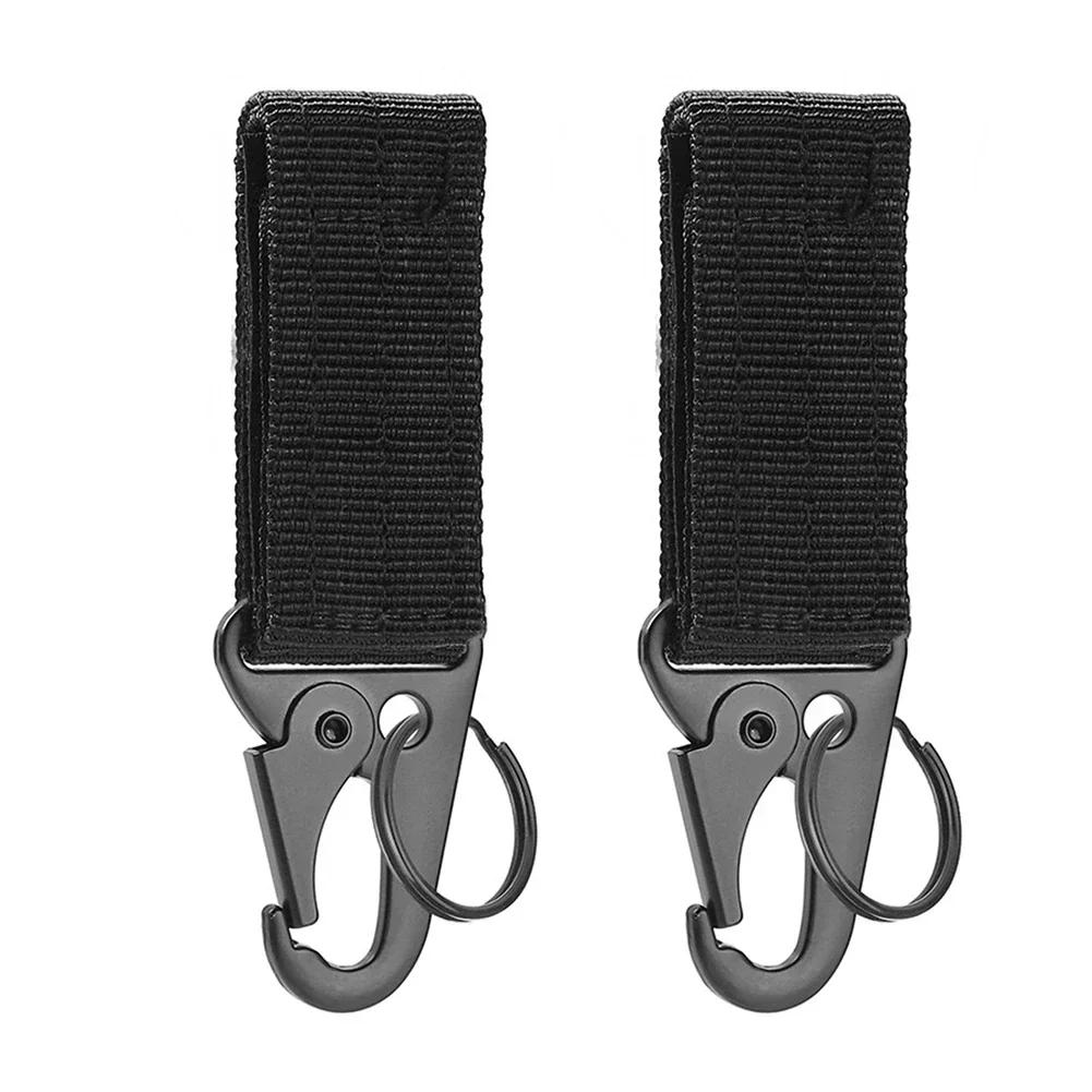 2pcs Tactical Hanging Buckle Molle Nylon Webbing Belt Buckle Outdoor Climbing Camping Tool Accessory Carabiner Keychain