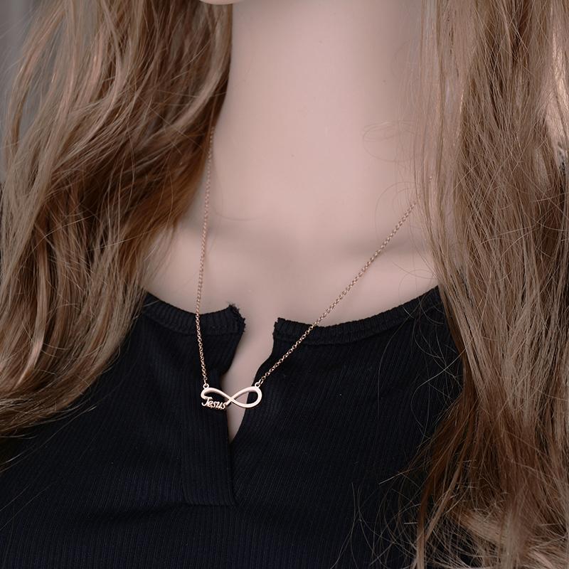 Atoztide Fashion Infinity Jesus Heartbeat Necklace For Women Stainless Steel Endless Forever Love Friendship Jewerly Gift