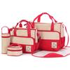 Fashionable Polka Dot 5-Piece Mommy Bag Set - Versatile, Large Capacity Shoulder Bag for Mother and Baby