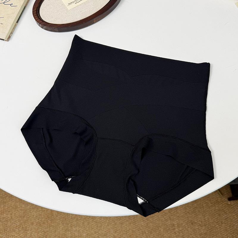 

Women Summer Ultra Thin Waffle Cool Breathable No Trace Postpartum Crotch and Belly Lift Hip Briefs L чёрный