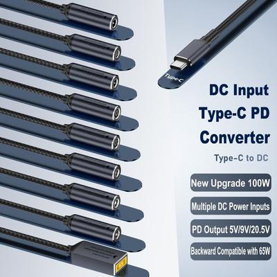PD 100W DC'den Type C'ye Dönüştürücü 5/9/20V USB C Konektörü Lenovo/HP/Samsung Ev Ofisi İçin