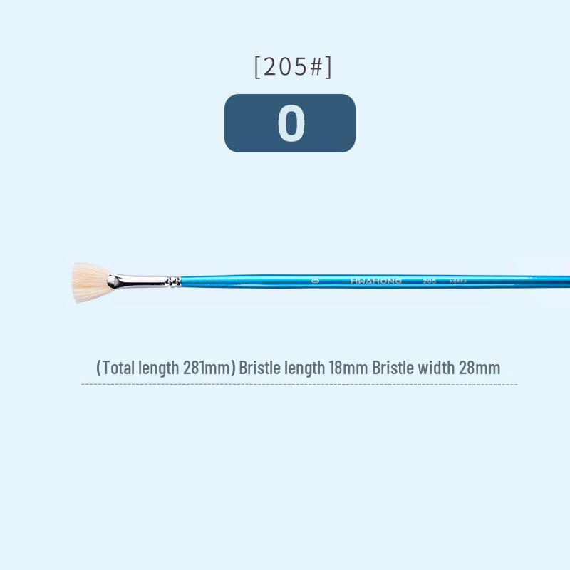 

Korea Huahong 205 Long Handle Boar Bristle Acrylic Watercolor Oil Painting Brush - Flat Fan Design Size 0 синій