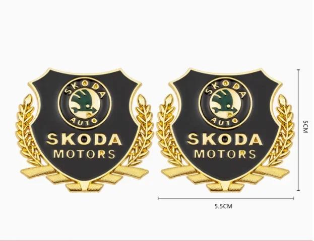 HLLQ9 2pcs 3D Metal for SKODA Car Body Window Fender Side Emblem Badge Decal Rear Tail Bumper Trunk Sticker Styling Accessories