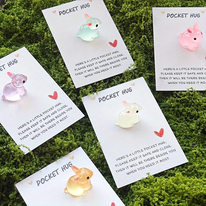 Fun Glow-In-The-Dark Easter Bunny Pocket Hug with Inspirational Card, for Birthdays,And Easter, Mother'S Day, Father'S Day.