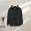 Yousheng Winter Couple Hoodie Washed Retro Loose Hooded Pullover Long Sleeve Unisex Top Elastic Cuffs Thick Fall Spring Hoodie