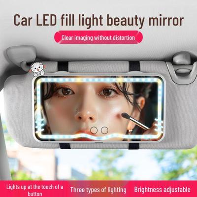 Espejo de Maquillaje con Luz LED para Parasol de Coche con Atenuación Continua y Luz HD