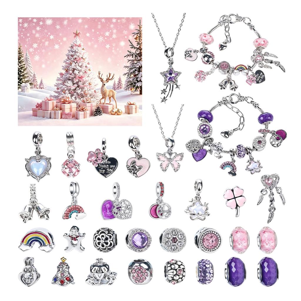 Christmas Advent Calendar DIY Alloy Bracelet Jewelry Set