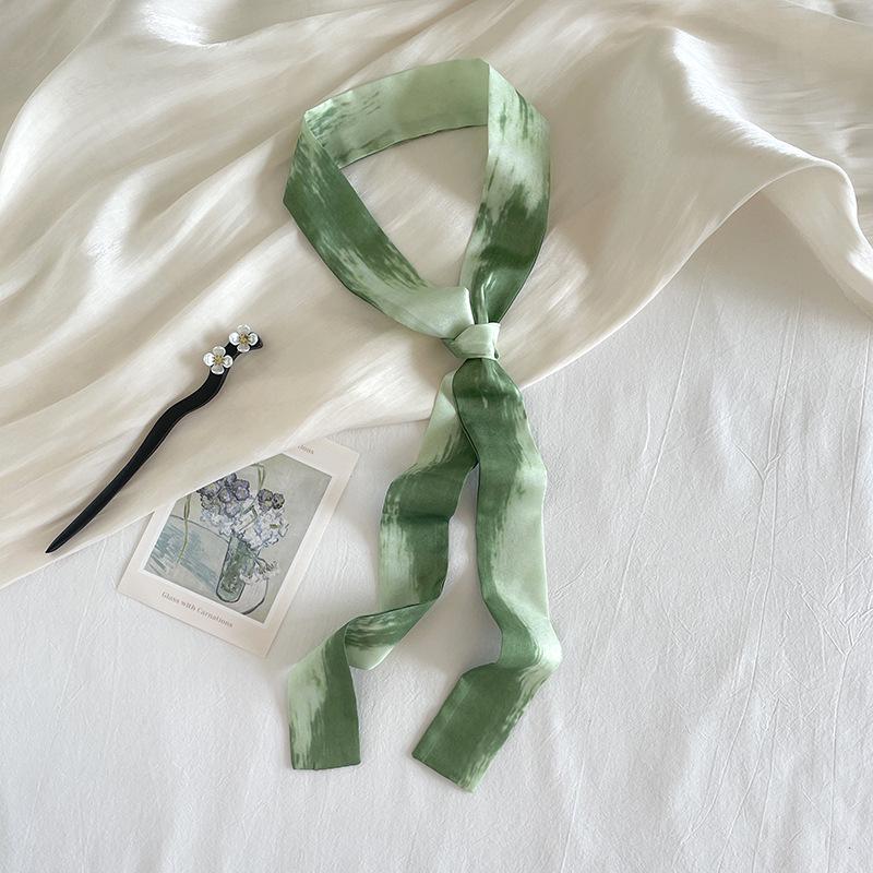 

«Весенний новый шелковый шарф с принтом в старинном стиле и повязка на голову из китайской ленты»