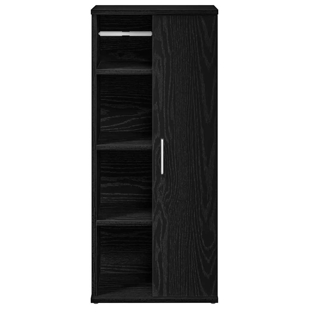 Bathroom Cabinet with Toilet Paper Holder Black 39 X 22 X 90 Cm