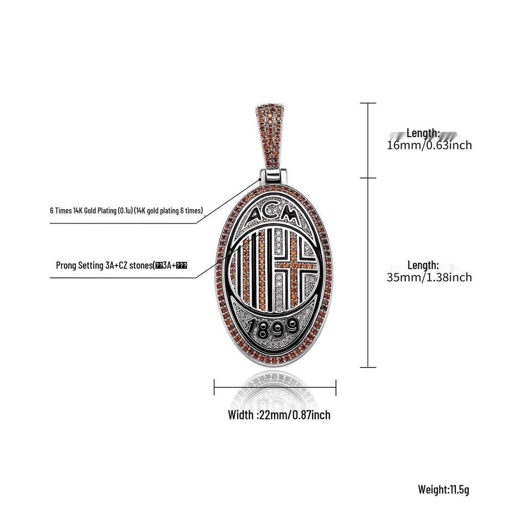 Colier Pandantiv Hip-Hop Insignă Club de Fotbal Ulei Picurător Colorat