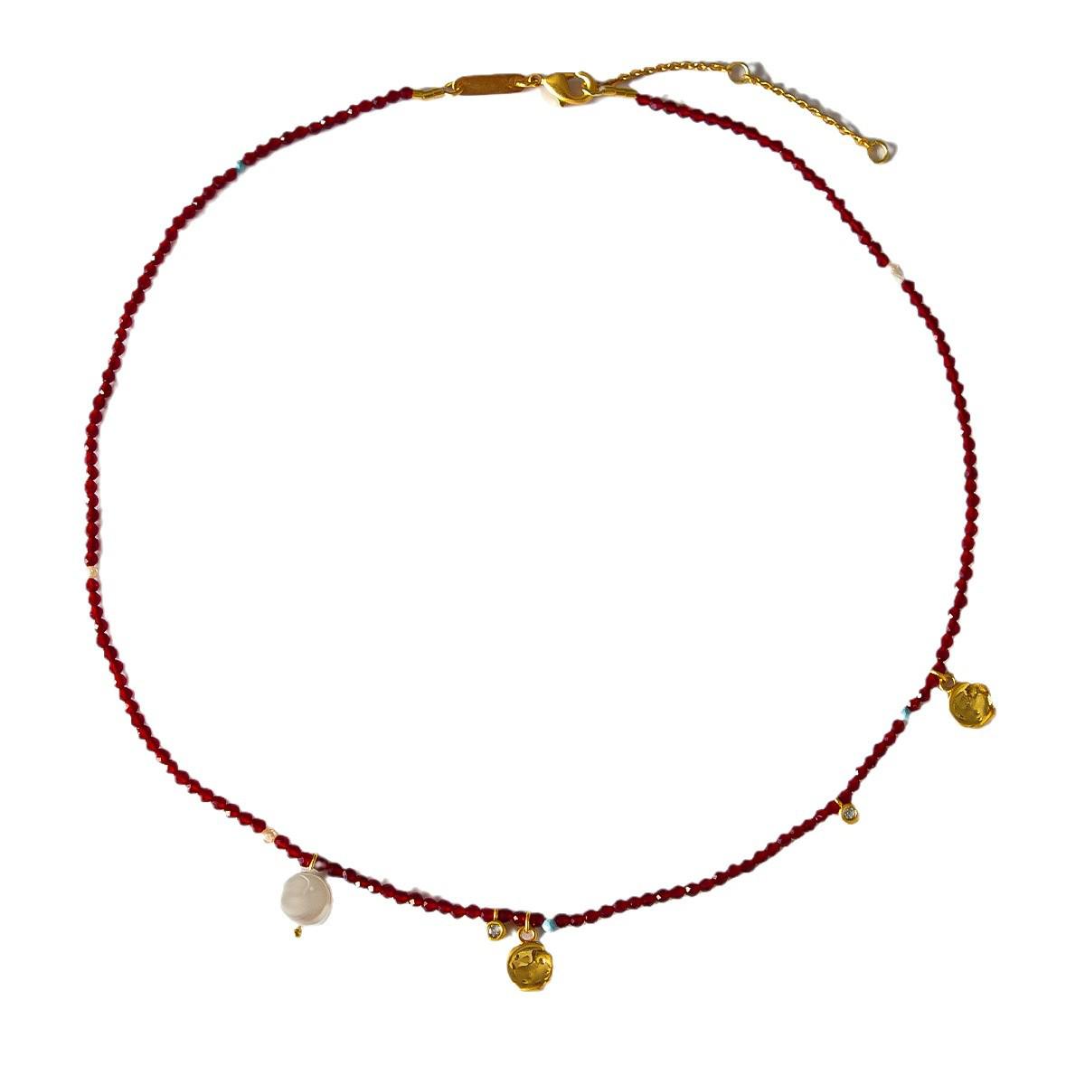 

Изысканный бордовый чокер в корейском стиле с бисером для китайского Нового года