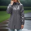 Giacca Donna Impermeabile Antivento Leggera Giacca Antipioggia con Tasche Cappotto Antipioggia Impacchettabile da Donna con Cappuccio