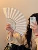 New Chinese-Style Lace Folding Fan with Tassels for Girls, Suitable for Summer Traditional Chinese Clothing and Qipao, Portable and Foldable