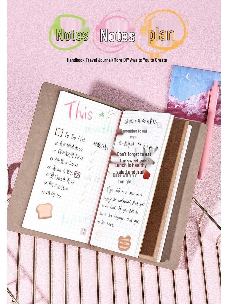 A6 Retro Stamped High-Value Diary and Small Notebook