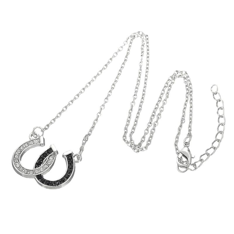 Double Horseshoe U Shape Clavicle Chain Necklace  Horse Shoe Pendant Necklace For Women Gift Jewelry