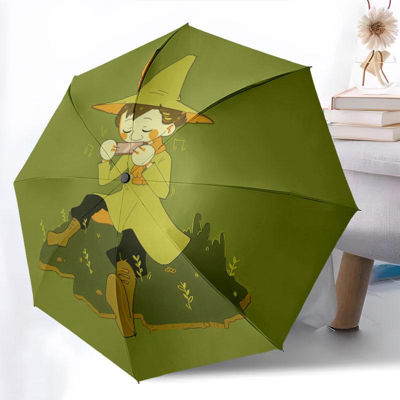 Snufkin pattern, automatic folding umbrella, portable and foldable design, 8 ribs, a Christmas or birthday gift.
