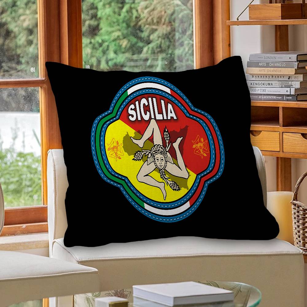 S-Sicilian Flag Pillow Cover Design cushion Cover decor Holiday Decorati
