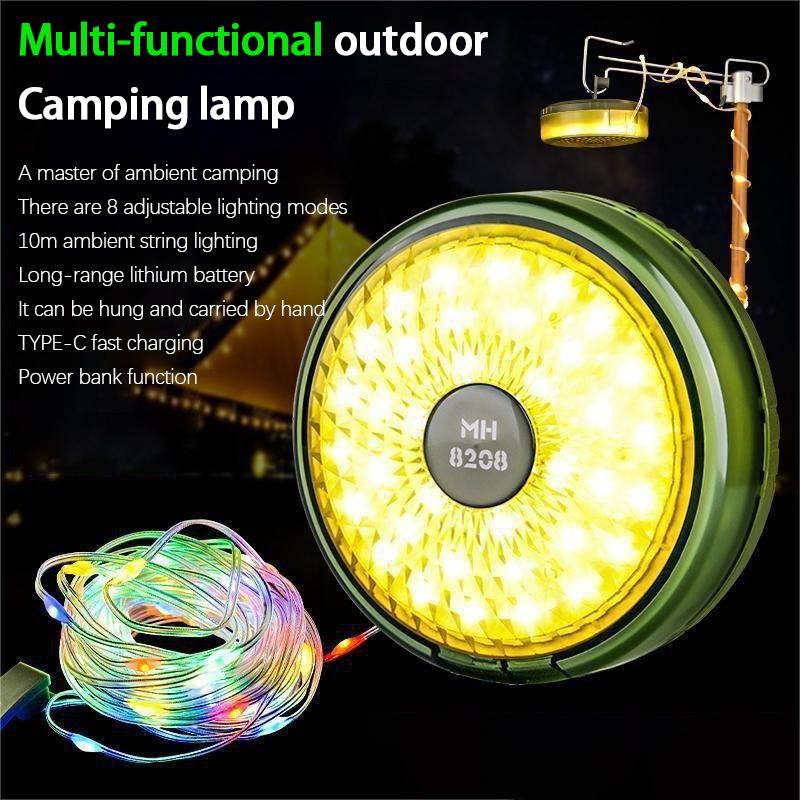 Outdoor Camping Light 10M USB Rechargeable Waterproof Light Chain Portable Scalable Suspended Sky Tent Atmosphere String Light