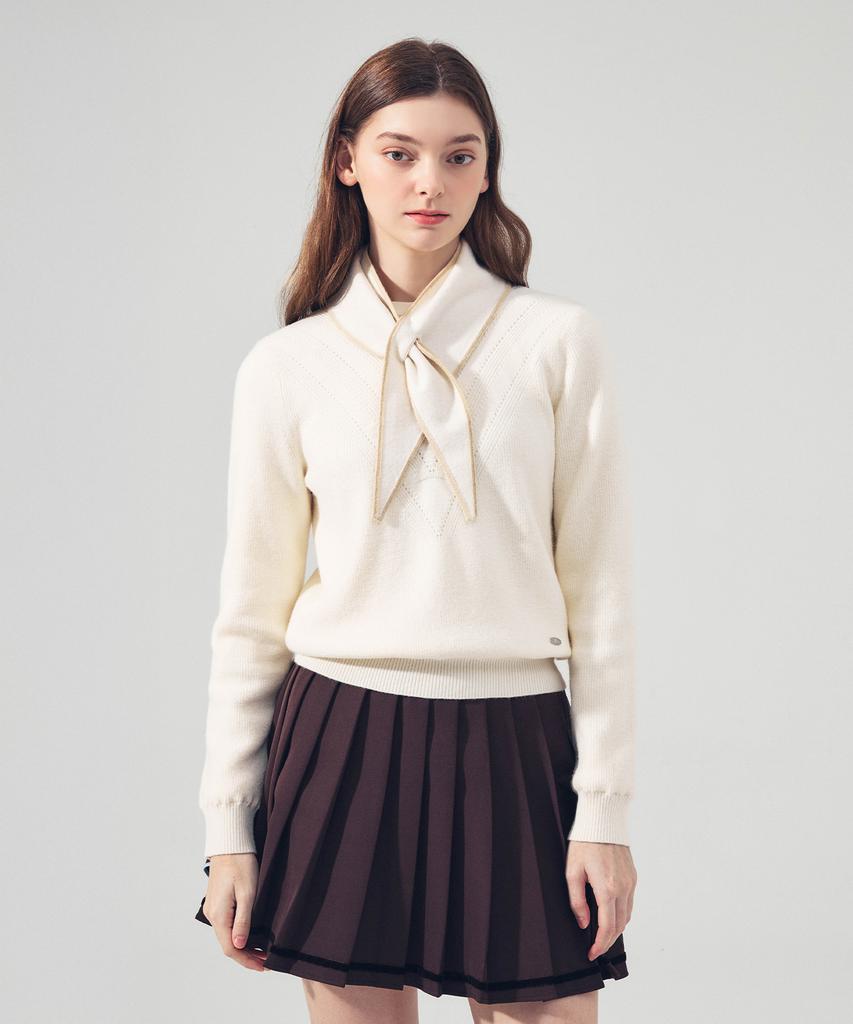 LORDLOAR Muffler Pullover Windproof Knit Ivory