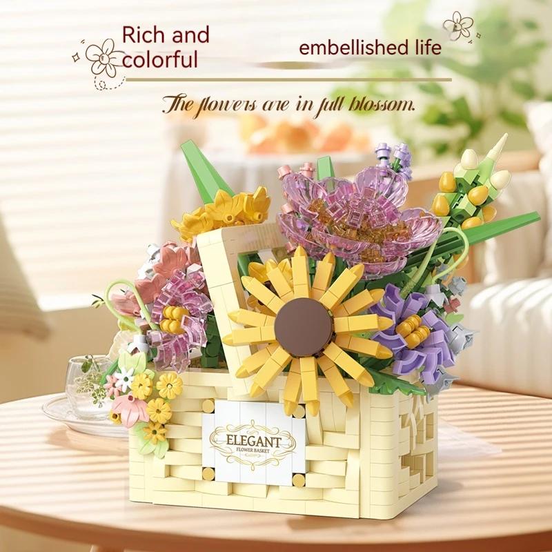 1263pcs Building Blocks DIY Plant Bonsai, Creative Flower Basket Model Set for Adult and Children's  Ideal Holiday Gifts