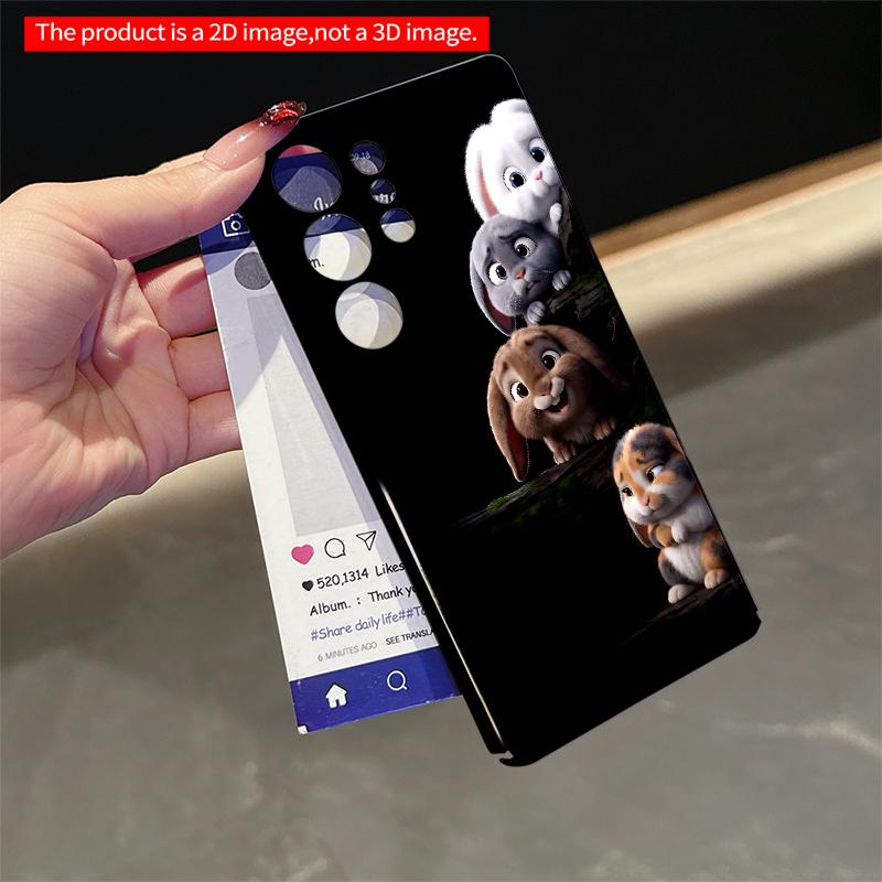 2DFlat Samsung phone case Cute Bunnies Stacking on Rock Applicable to Galaxy S22 S23 S24 S25ULTRA S26 A12 A13 A14 A15 A16