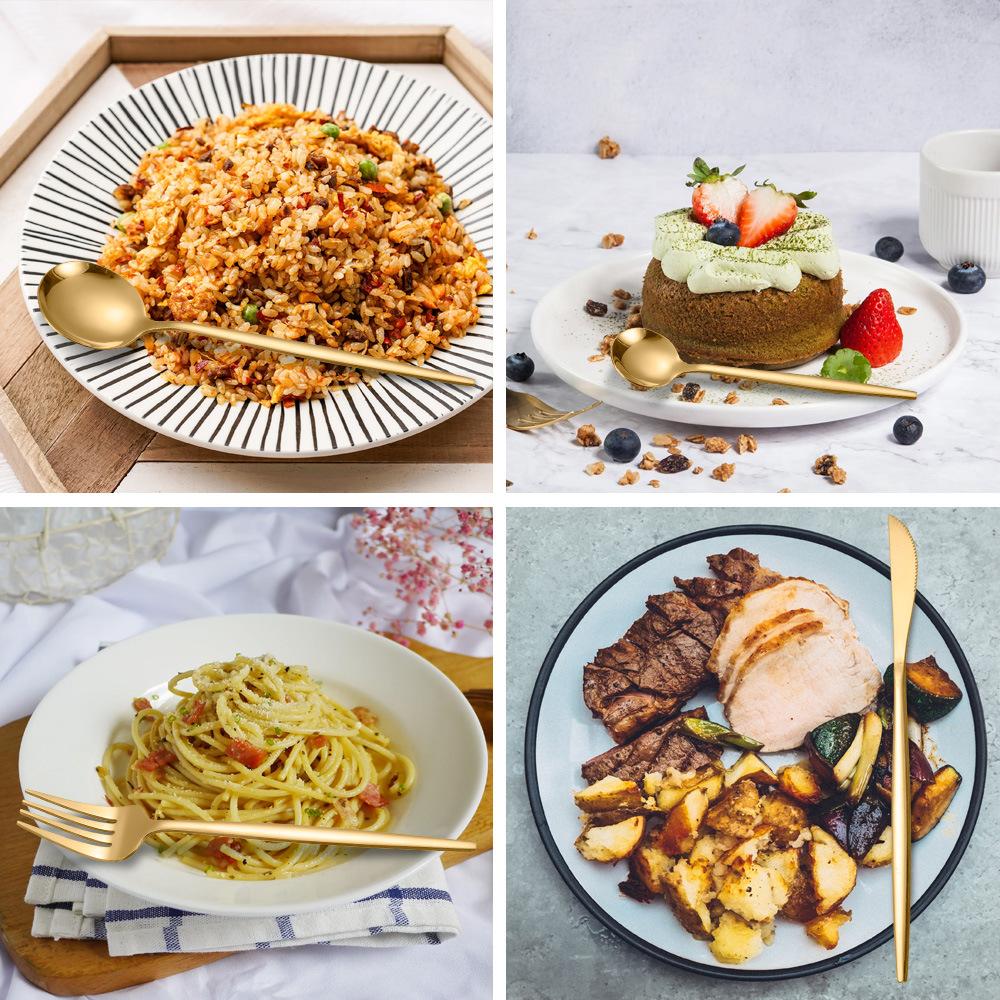 24pcs Gold Dinnerware Set Stainless Steel Tableware Set Knife Fork Spoon Luxury Cutlery Set Kitchen Flatware Dishwasher Safe