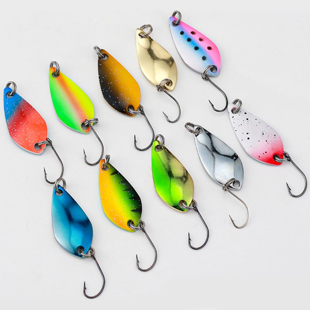 10Pcs Fishing Spoons Lures Single Hook Set Spoons Hard Fishing Lures Metal Fishing Lures Fishing Sequins Lures Baits