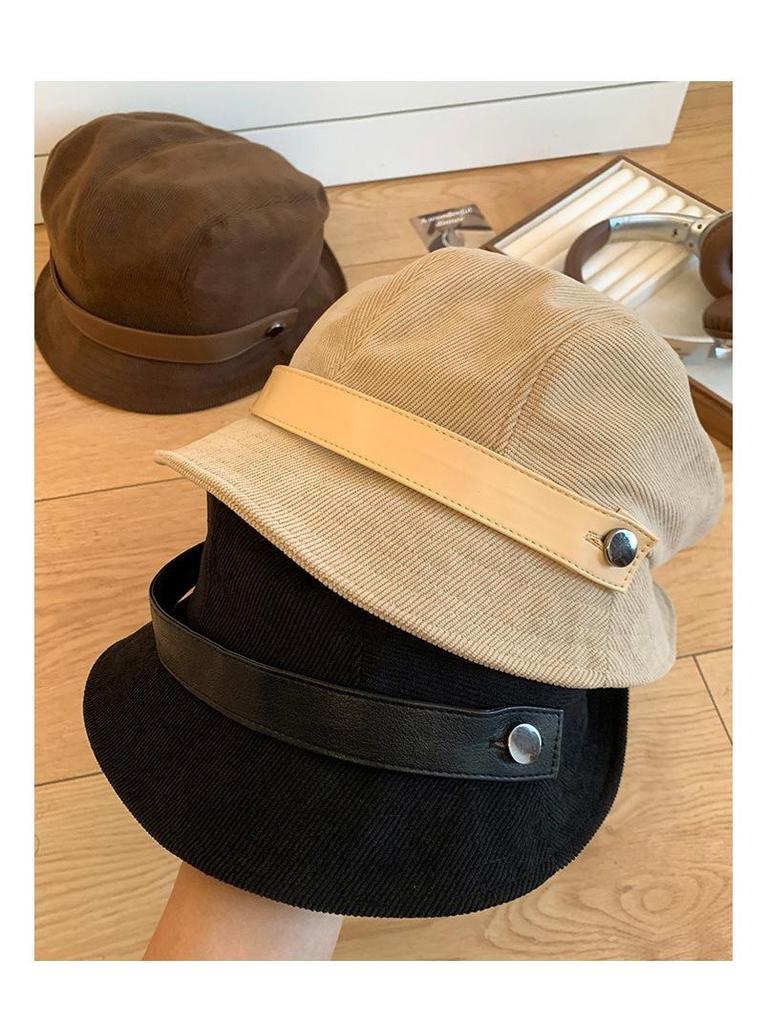 Korean Style Corduroy Fisherman Bucket Hat for Women - Trendy Autumn/Winter 2025