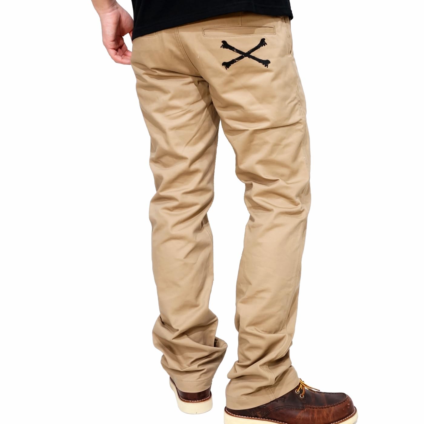 

Vanson Crossbone Embroidered Chino Work Pants nvbl-101, 30 inches, Beige