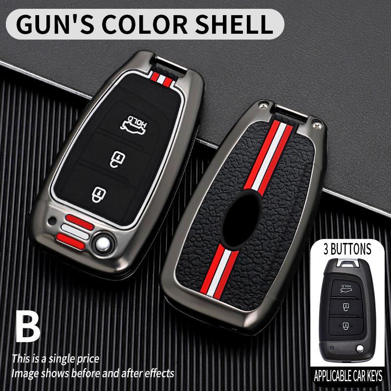 Zinc Alloy+Slicone Car Flip Key Case Cover Shell Fob for Hyundai Elantra Solaris Tucson I30 I35 I40 KONA Genesis Santa Fe Azera