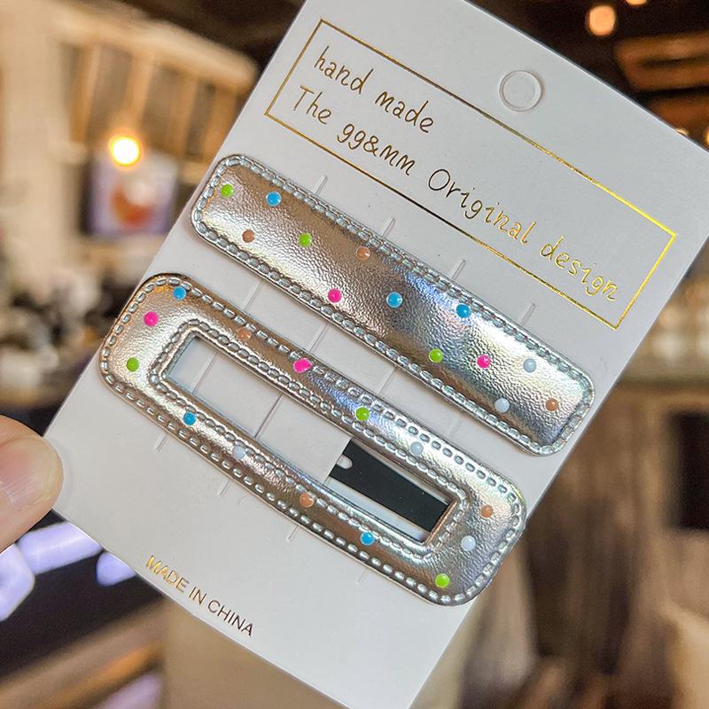 New Silver Polka Dot Cute Cartoon Duckbill Hair Clip for Messy Hair - Heart-shaped Children's Side Clip for Bangs - BB Hair Accessory