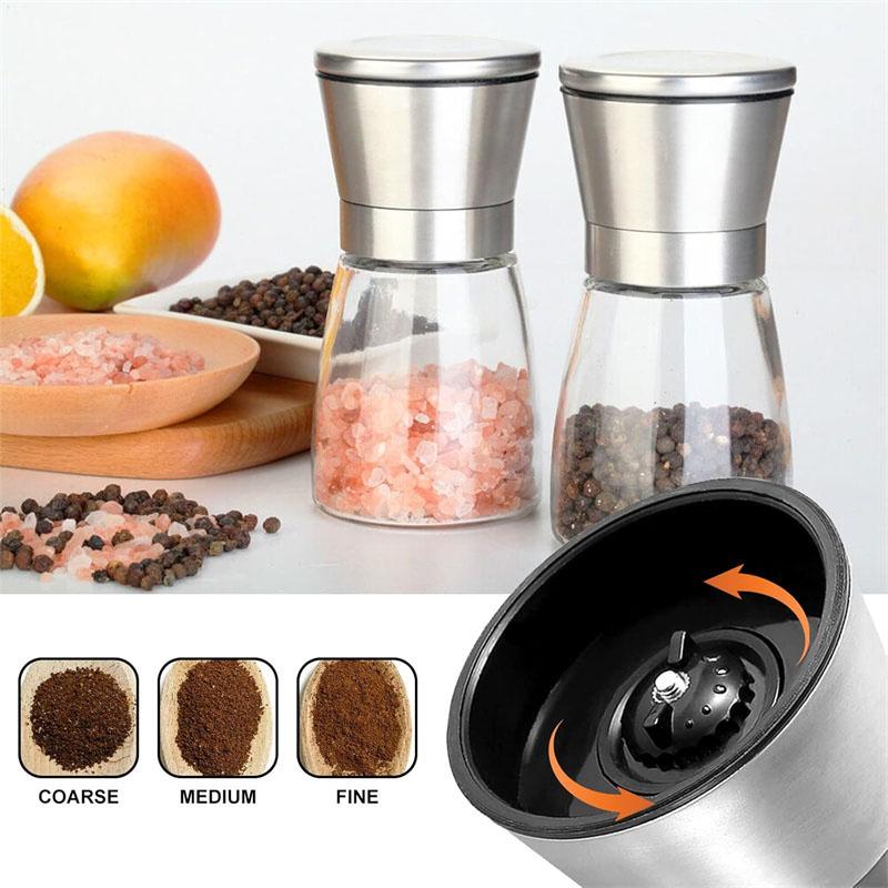 Pepper Grinder Salt Grinder Manual Salt Pepper Grinder with Funnel Set Spice Adjustable Coarseness with 5 Level Pepper Grinder
