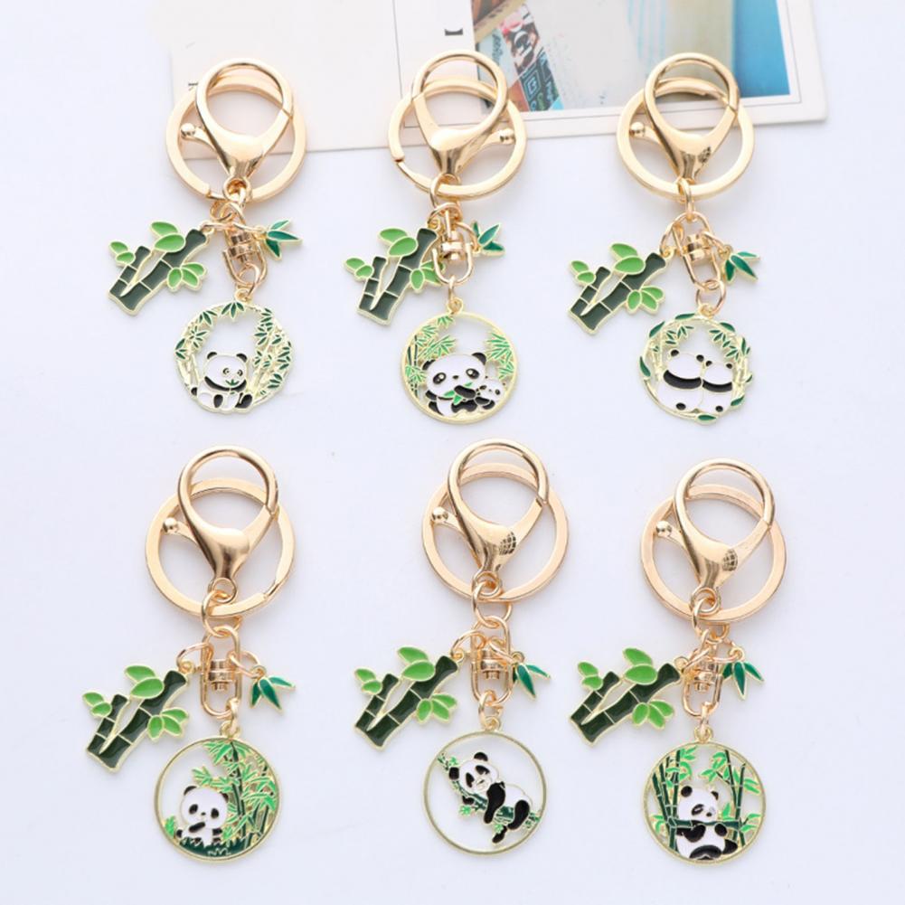 New Year Keychain Panda Bamboo Wreath Pendant Polished Lobster Clip Lightweight Shoulder Bag Schoolbag Decoration Pendant Keyrin