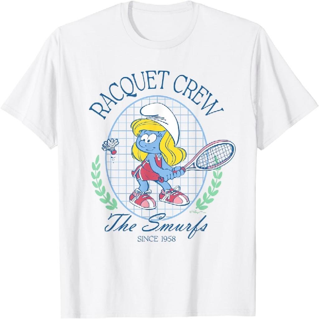 The Smurfs Smurfette Racquet Crew Country Club Cartoon T-Shirt