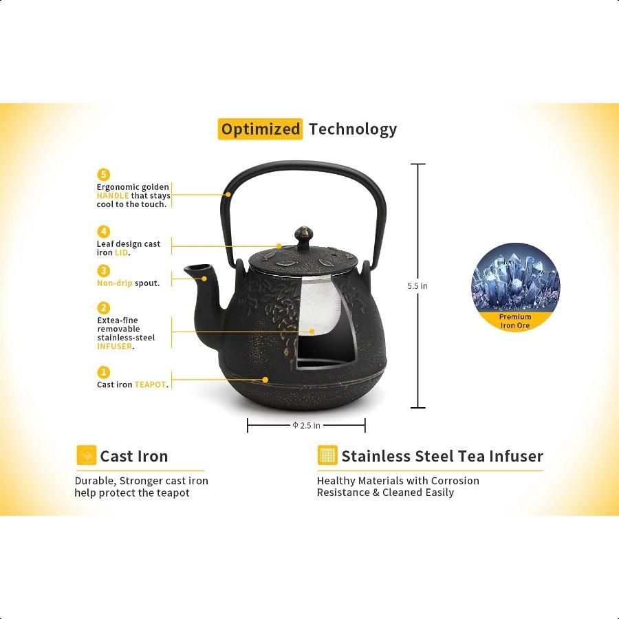 Mini Little Teapot Super Small Cast Iron Teapot for Stove Top PalmSized Japanese Stovetop Safe Tea Kettle with Infuser for 11 O