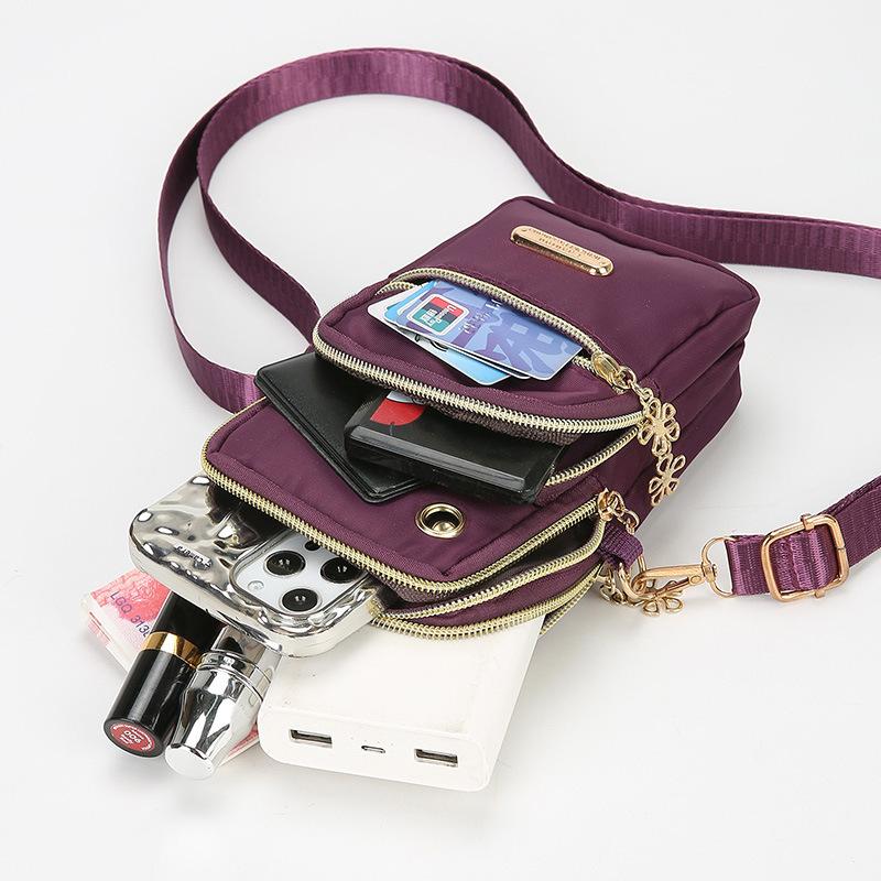 New Women's Mobile Phone Bag Versatile Ultra-light Vertical Three-zipper Running Sports Wrist Bag Women's Mini Messenger Bag