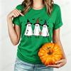 Women Halloween T Shirt Ghosts with Witch Hats Graphic Tees Family Matching Bat Pumpkin Short Sleeve Tops Halloween Party Tshirt