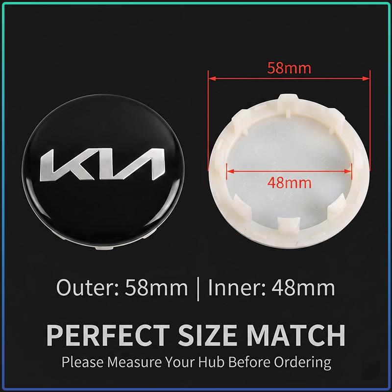 4 Pezzi 58MM Coprimozzi Centrali per Ruote Auto Badge Coprimozzo Cerchione Emblema Styling Per Kia Sauer CUB CEED Cerato Forte K8 K900 Optima Picanto RIO VG Ray EV
