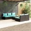 Vidaxl 6-Cz. Garten-Sitzgruppe, Kissen, Schwarzes PE-Rattan