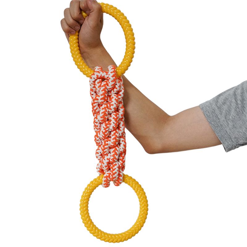 Durable Dual Ring Braided Rope Interactive Dog Chew Toy