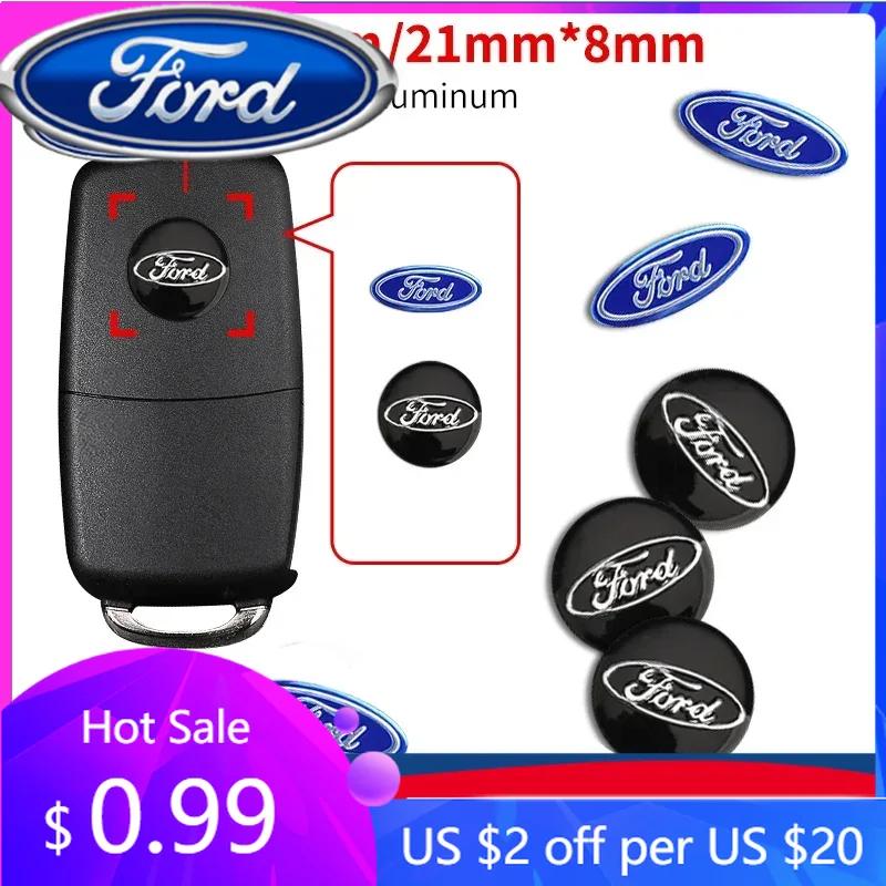 New 2026 Car Sticker For Ford 14mm/21mm Aluminum Car Remote Key Shell Emblem Sticker For Ford S Max Ford Focus Mk2 Mk3 Fiesta Mk