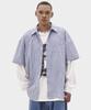 TAKEASY Giant Fit Pinstripe Half Shirt (Blue)