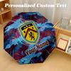 8 Rib Auto Folding Umbrella Burnley Football Print Custom Name Text Portable Rain Gear