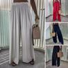 Pantaloni casual pentru femei, cu talie mijlocie, cu talie elastică, cu picioare largi, de culoare uni, pantaloni sportivi, cu o formă lejeră, pantaloni de vară până la podea