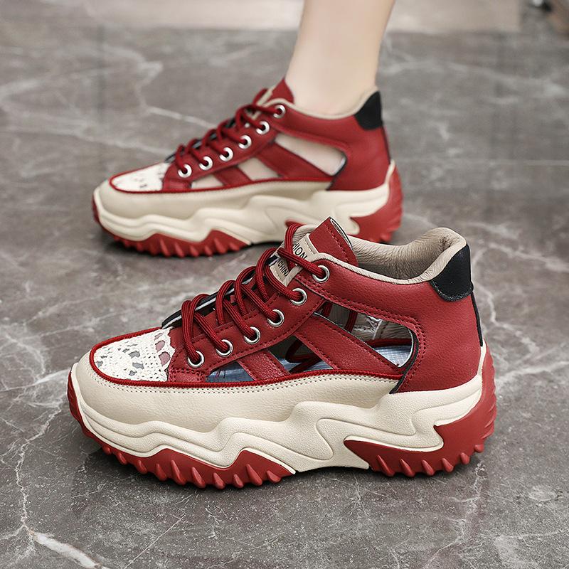 Fashion Womens Platform Sneakers Summer Women's Hollow Sandals Thick Soled Height Increasing Casual Shoes Leisure Zapatos Para Mujeres