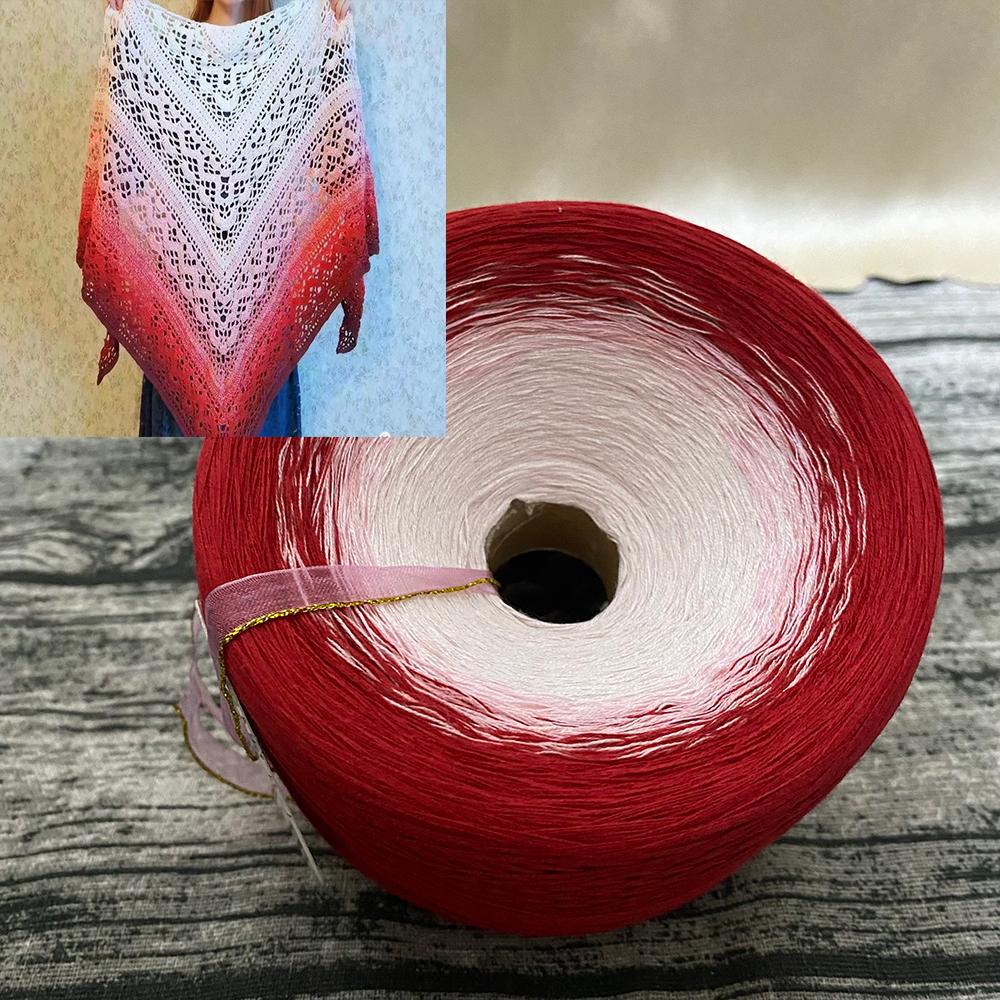 300g Pure Cotton Cake Thread Gradient Long Section Dyed No. 8 Lace Thread for DIY Hand-knitted Shawl Short-sleeved Skirt Blanket